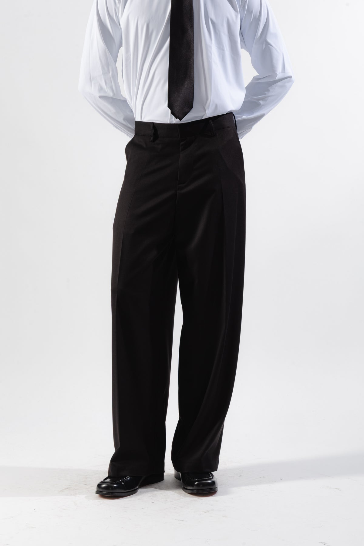 Black Loose-Fit Tailored Trousers