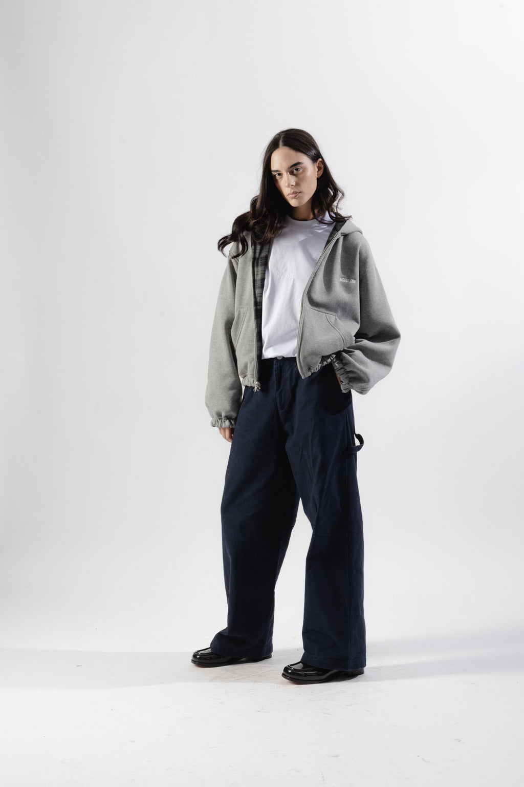 Grey / Grey Tartan Reversible Zip Hoodie