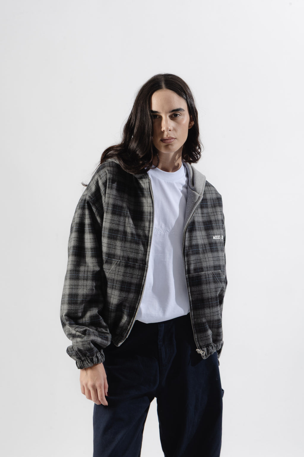 Grey / Grey Tartan Reversible Zip Hoodie