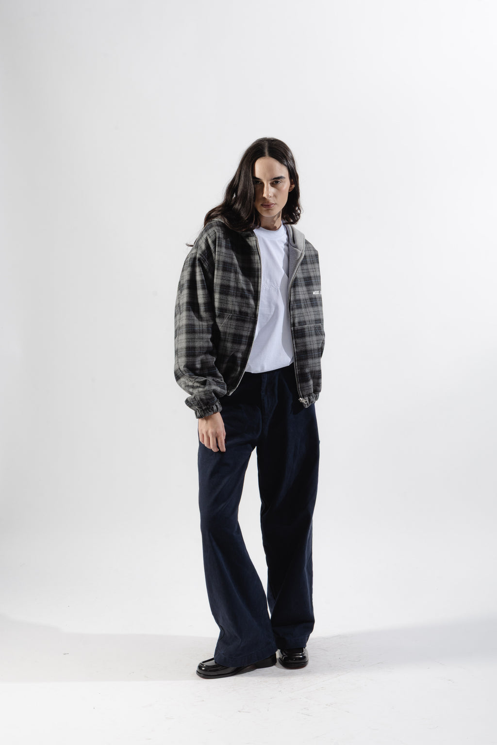Grey / Grey Tartan Reversible Zip Hoodie