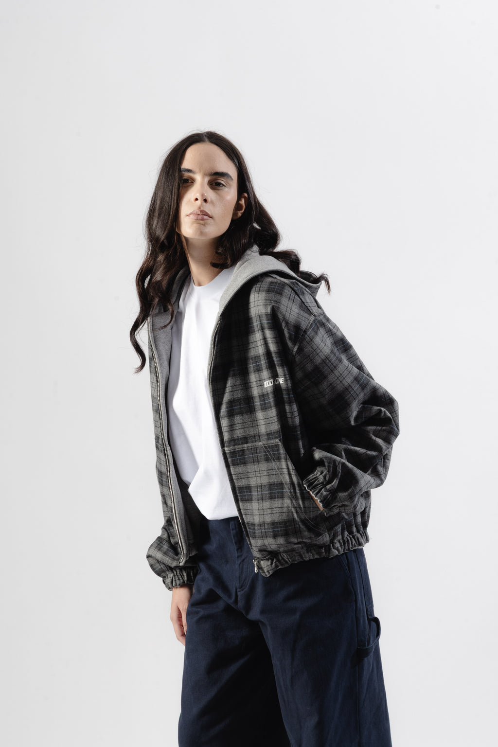 Grey / Grey Tartan Reversible Zip Hoodie