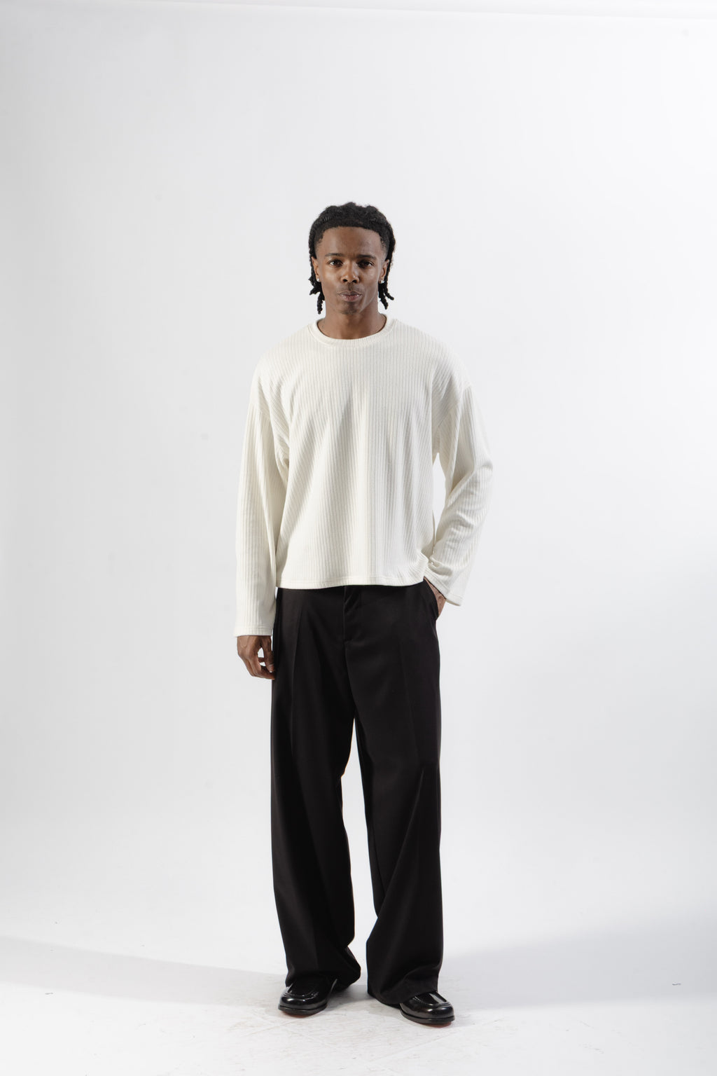 White Ribbed Longsleeve
