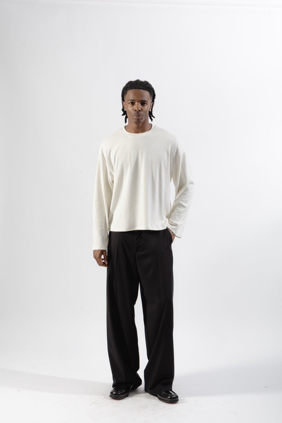 White Ribbed Longsleeve