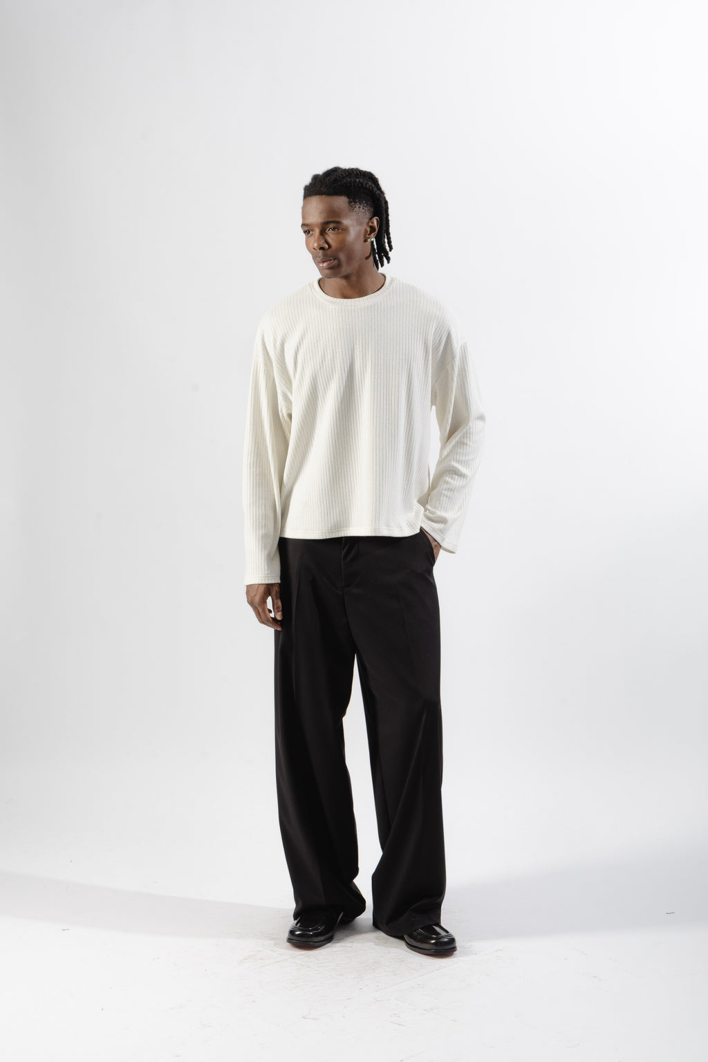 White Ribbed Longsleeve