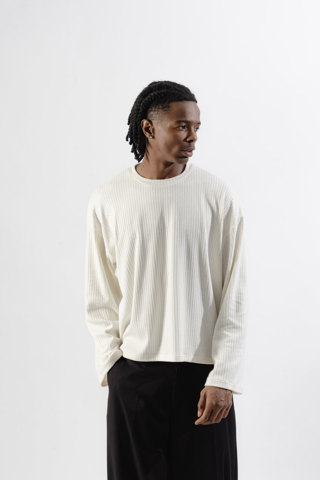 White Ribbed Longsleeve