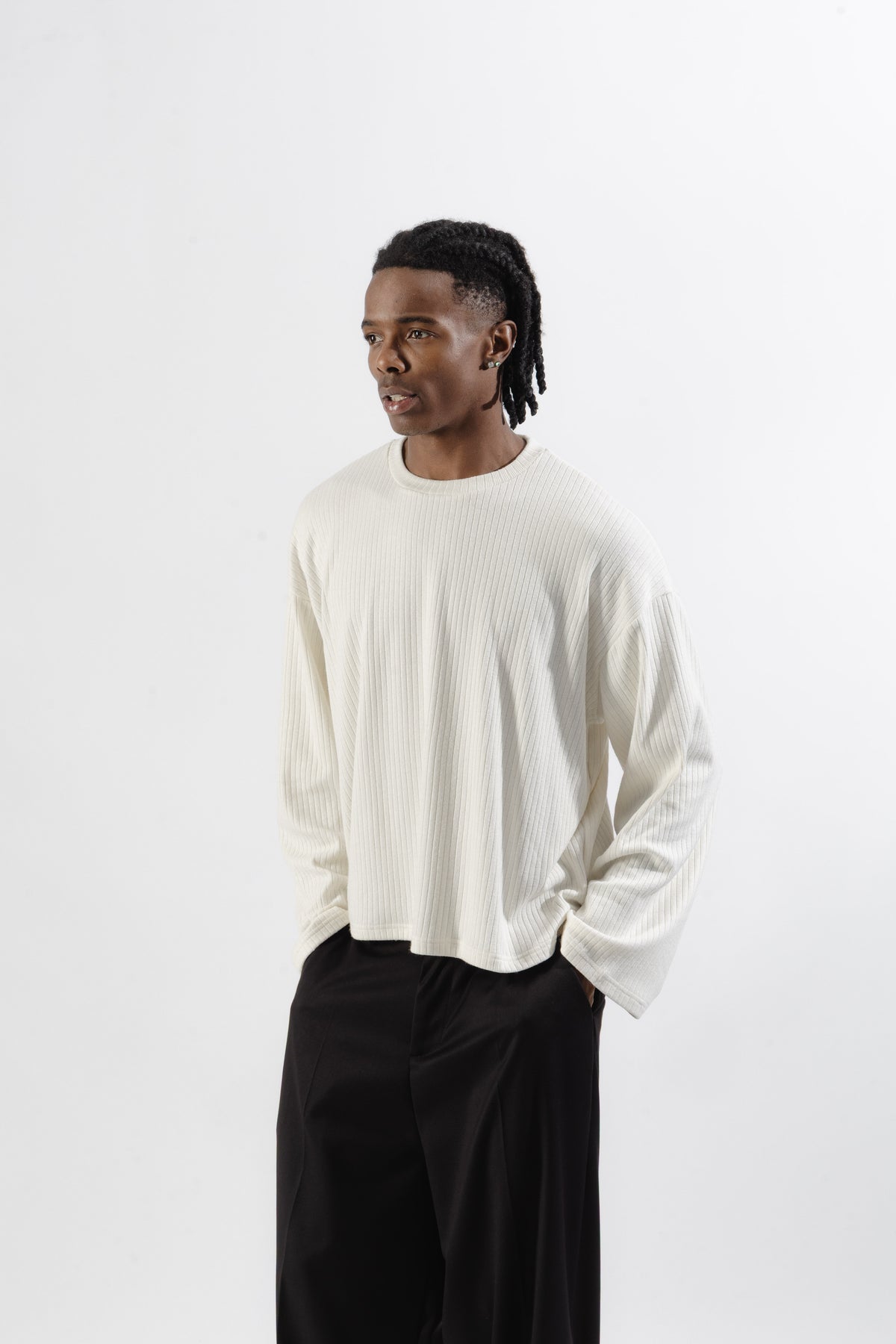 White Ribbed Longsleeve