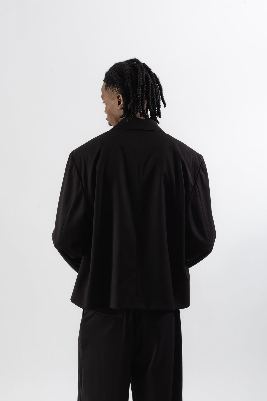 Black Cropped Double-Breasted Blazer