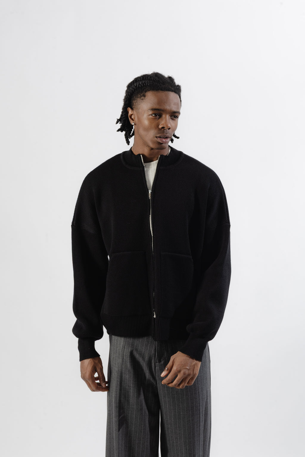 Black oversized Knit Bomber