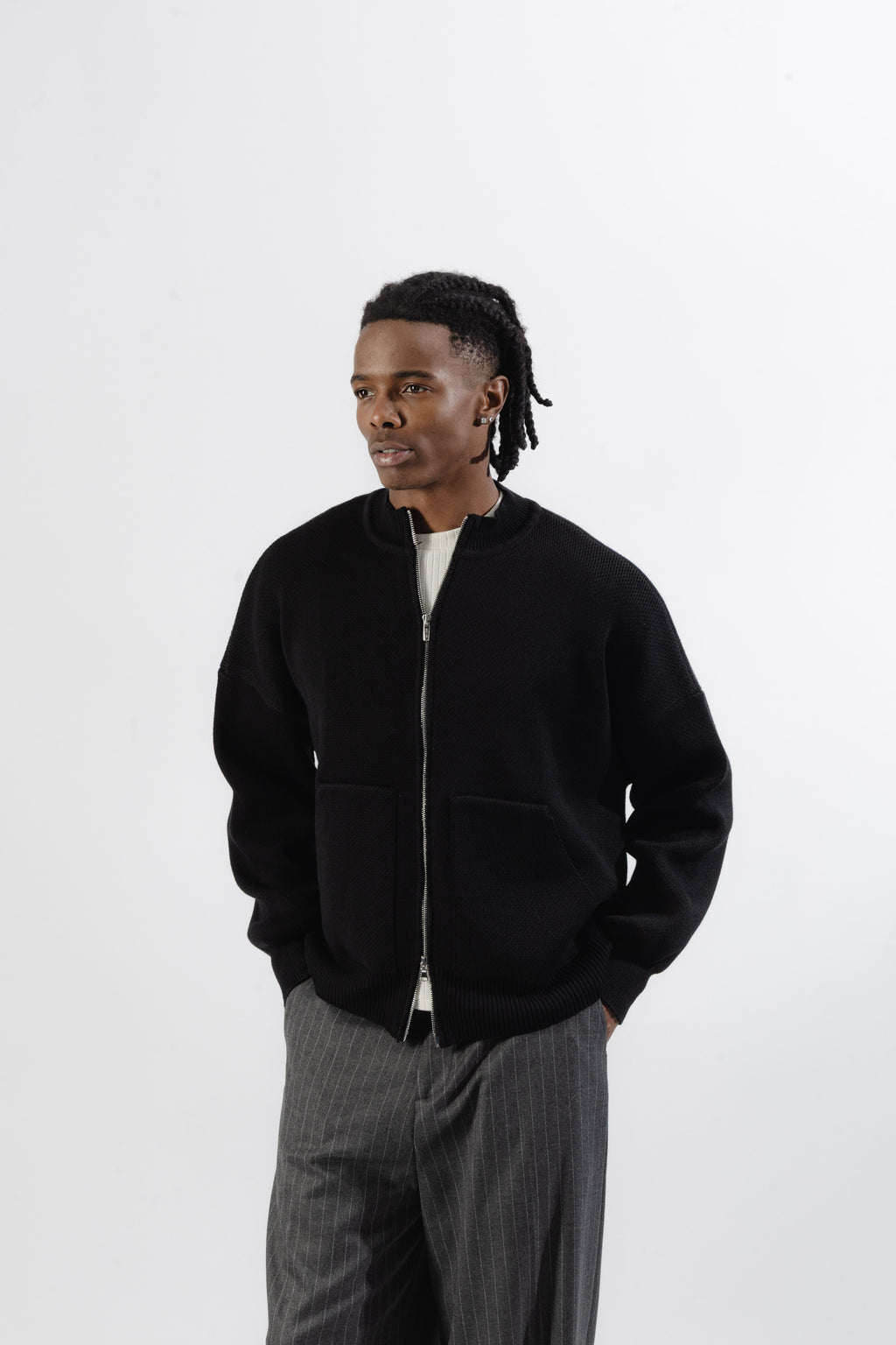 Black oversized Knit Bomber