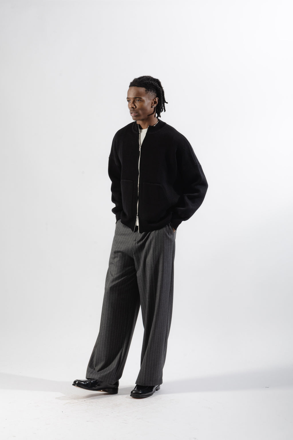 Black oversized Knit Bomber