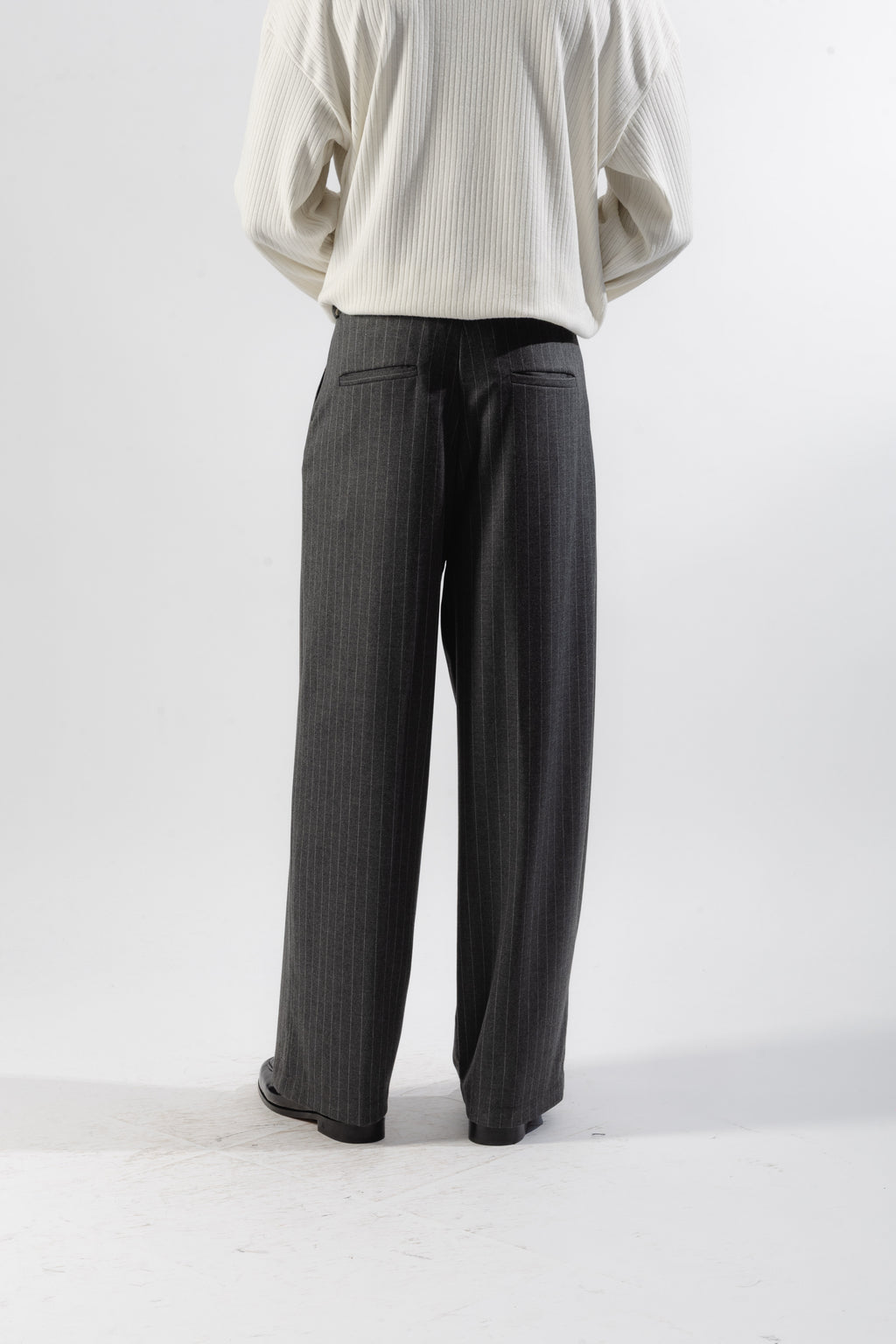 Grey Pinstripe Baggy Tailored Trousers