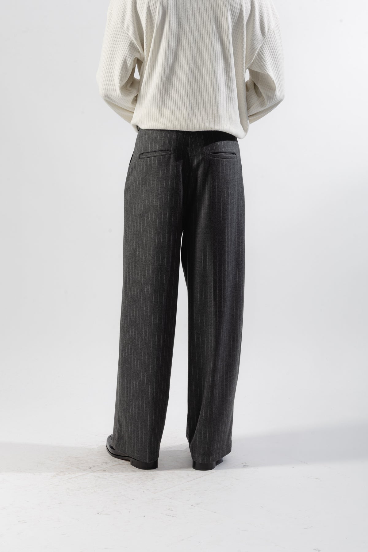 Grey Pinstripe Baggy Tailored Trousers