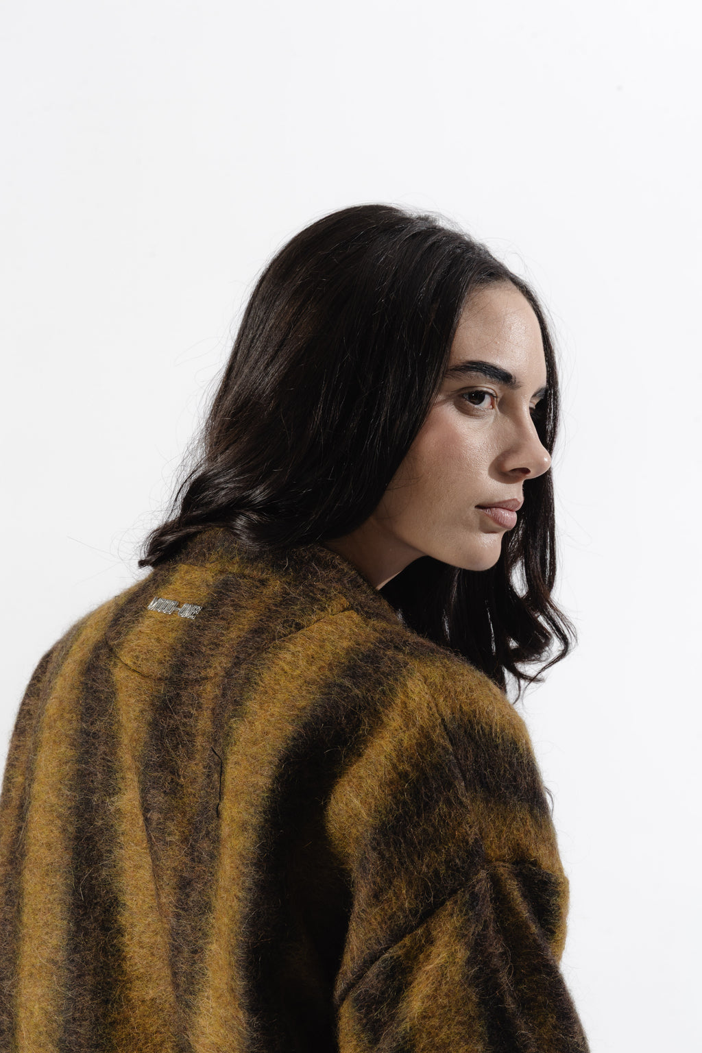 Mustard / Dark Brown Mohair Cardigan