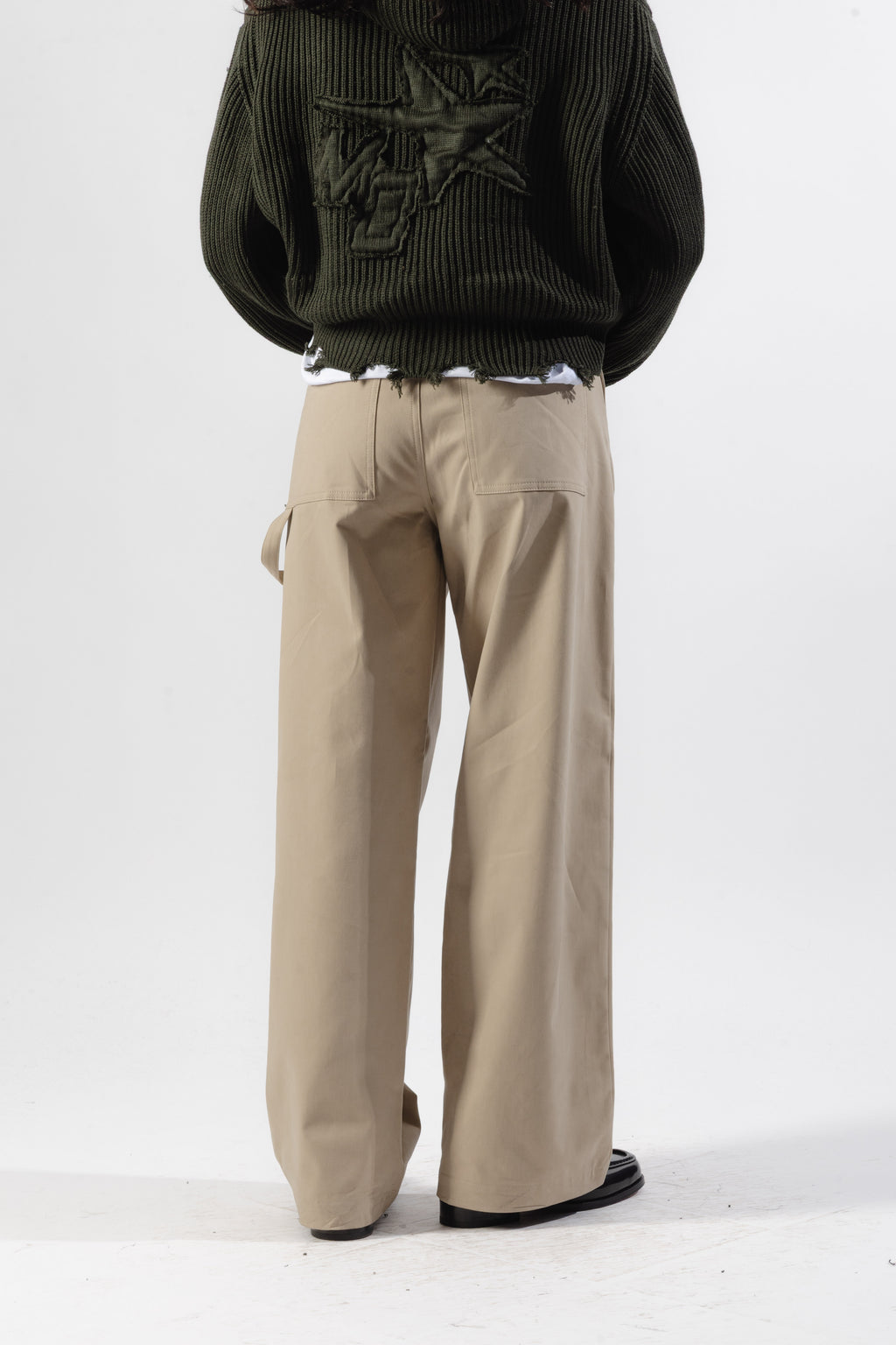 Beige Cotton Carpenter Pants