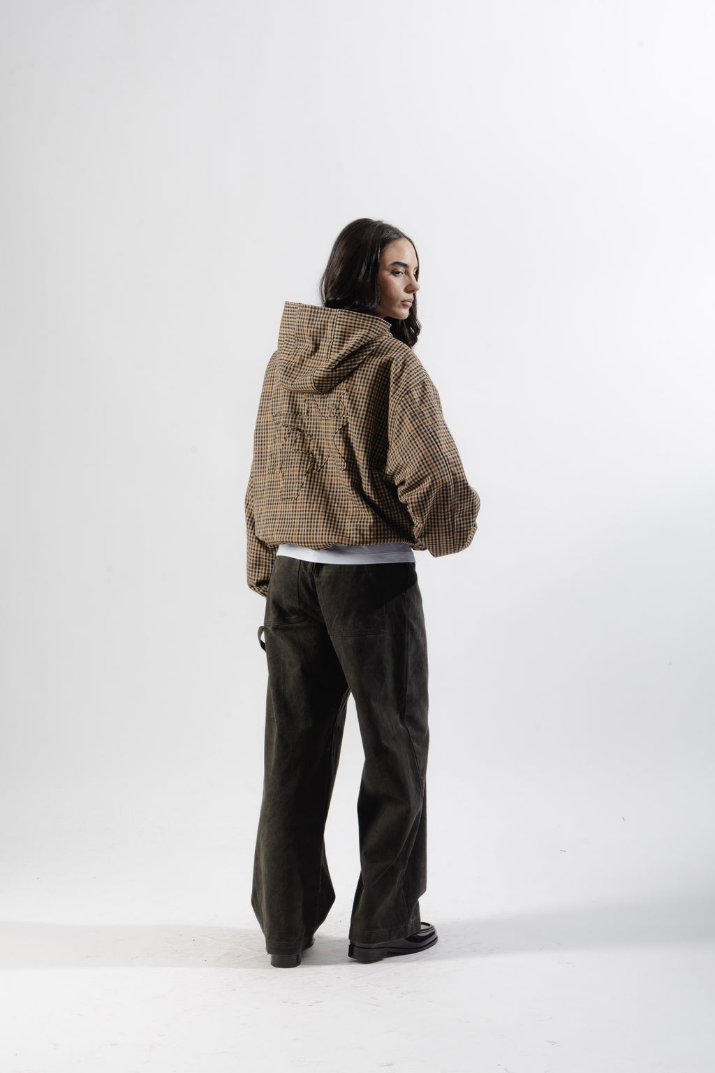 Black / Brown Tartan Reversible Zip Hoodie