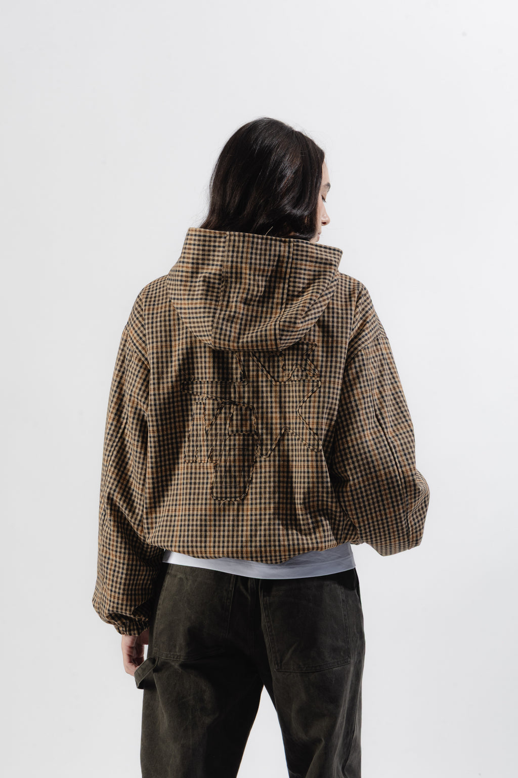 Black / Brown Tartan Reversible Zip Hoodie