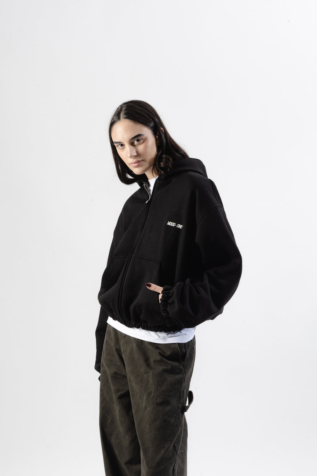 Black / Grey Tartan Reversible Zip Hoodie