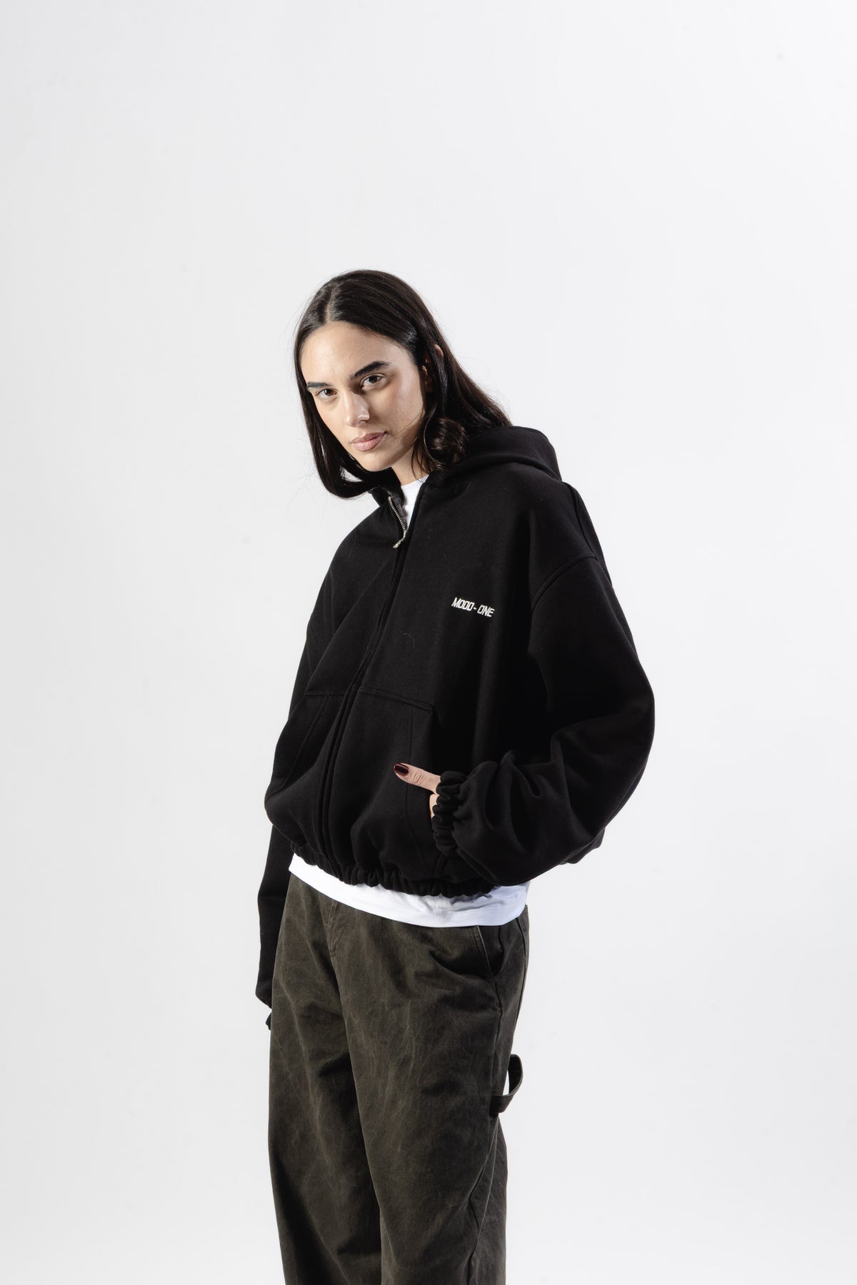 Black / Grey Tartan Reversible Zip Hoodie