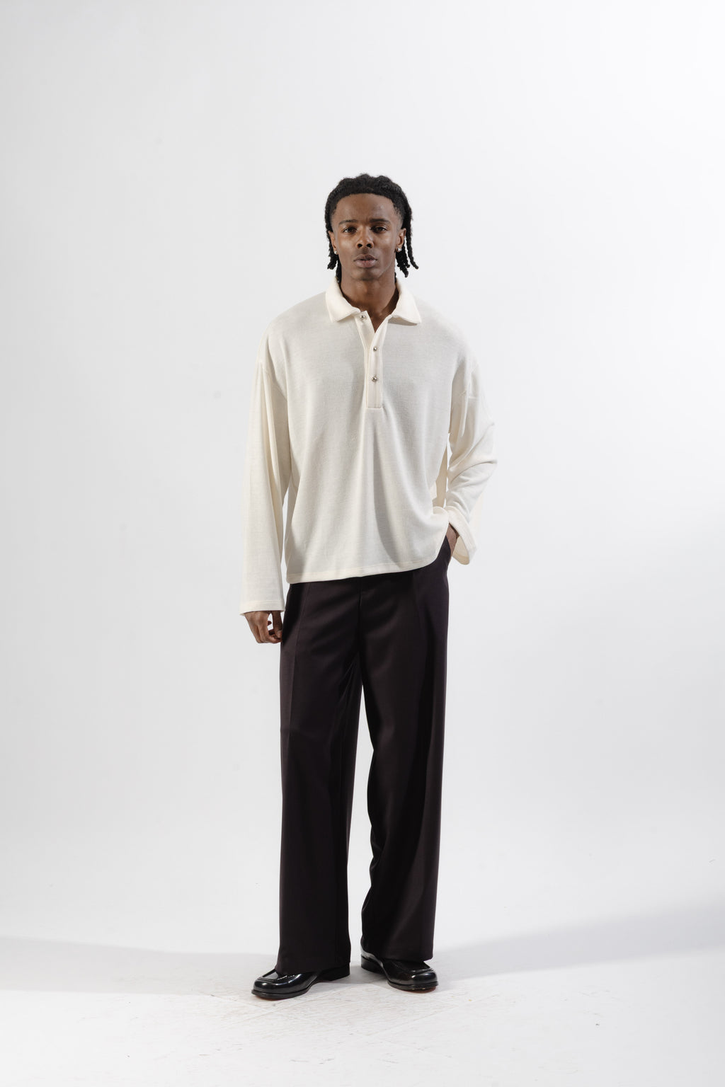 White Soft Polo Longsleeve