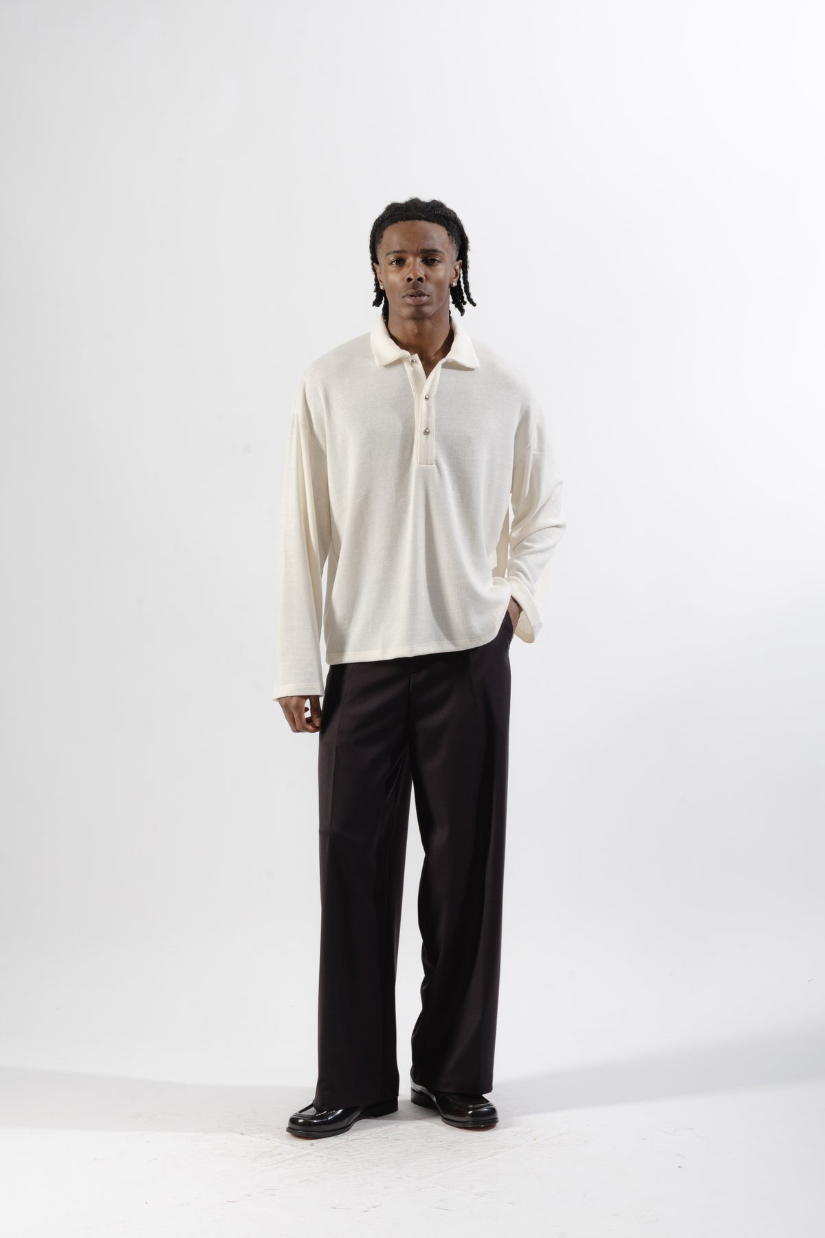 White Soft Polo Longsleeve