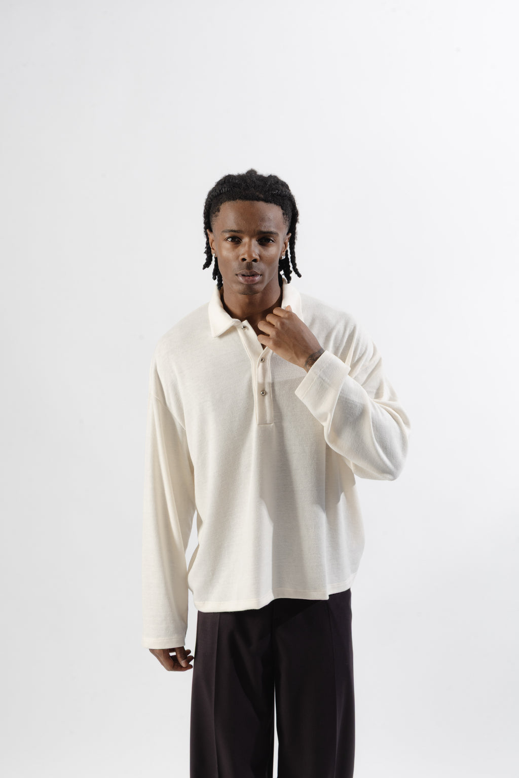 White Soft Polo Longsleeve
