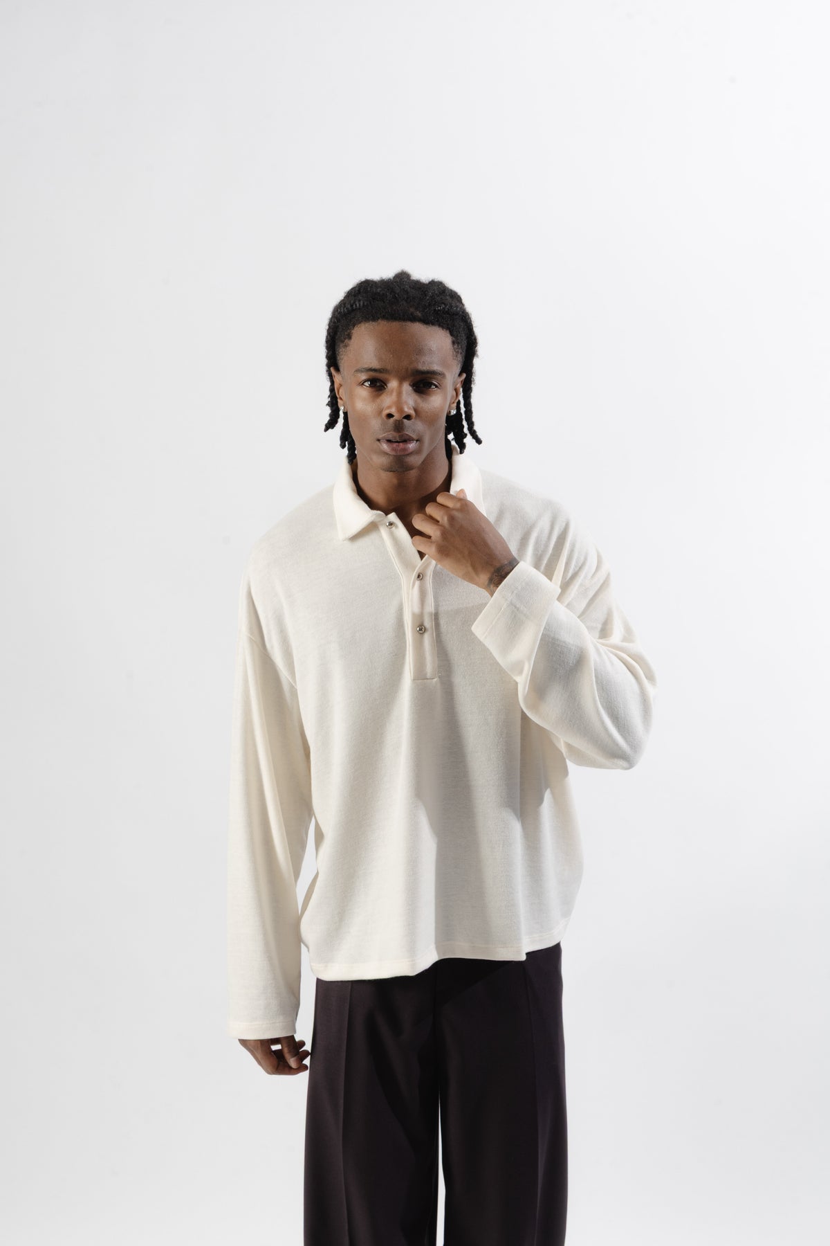 White Soft Polo Longsleeve