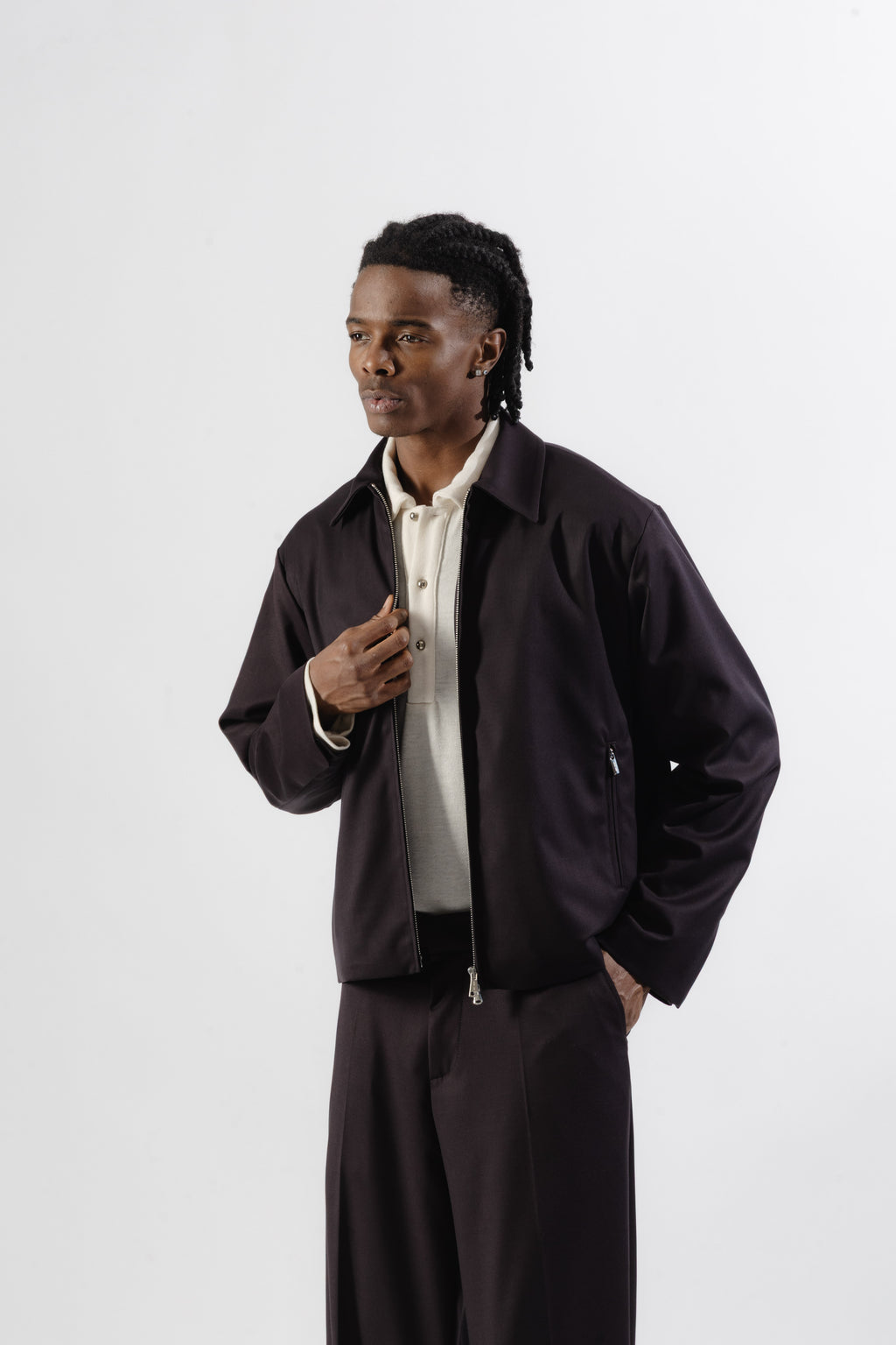 Brown Tailored Zip Jacket