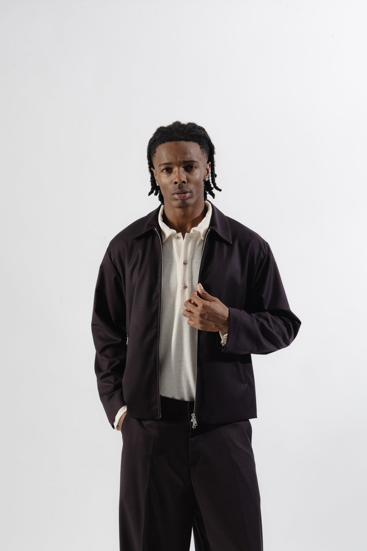 Brown Tailored Zip Jacket