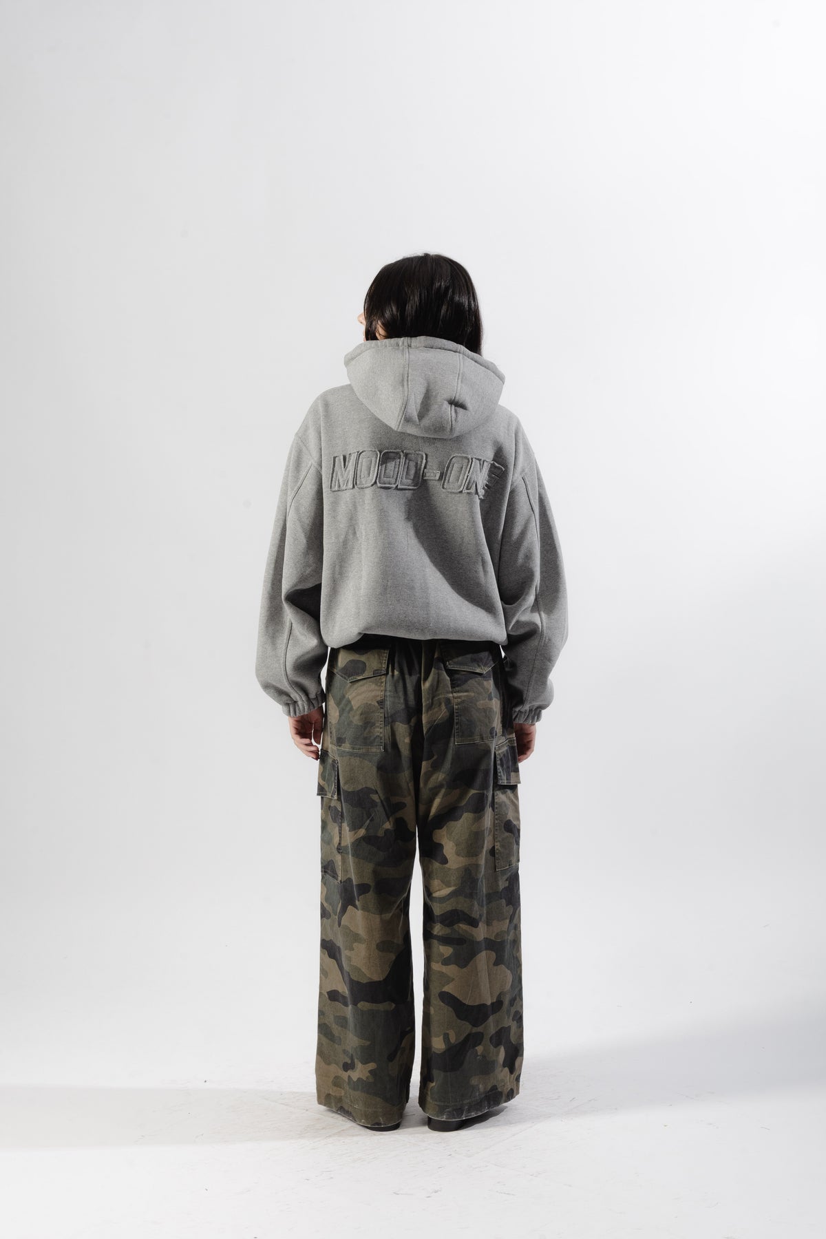 Grey Mood-one Zip Hoodie