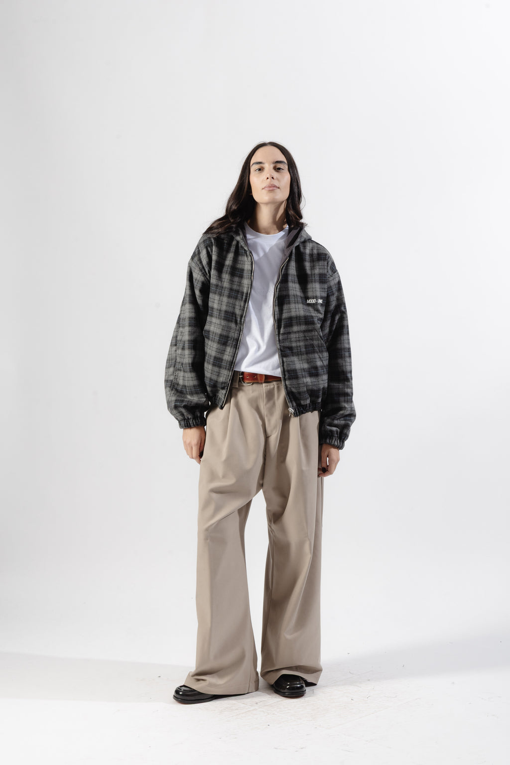 Charcoal / Grey Tartan Reversible Zip Hoodie
