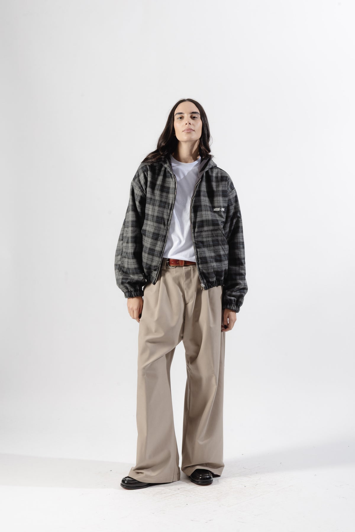 Charcoal / Grey Tartan Reversible Zip Hoodie