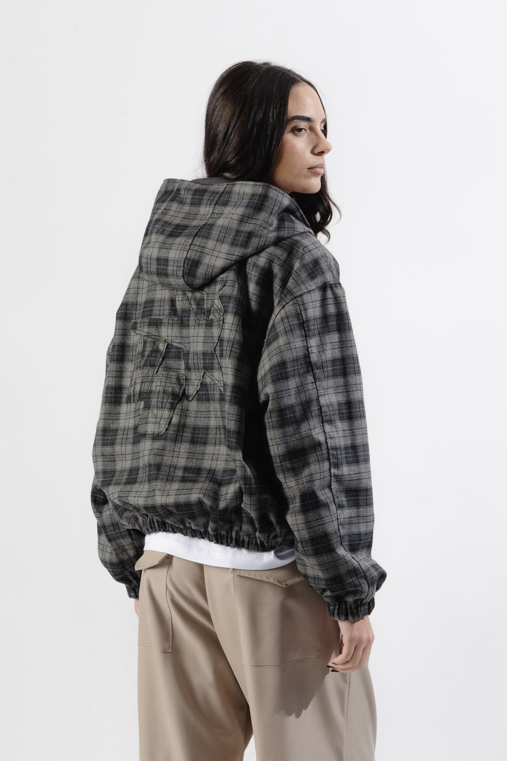 Charcoal / Grey Tartan Reversible Zip Hoodie