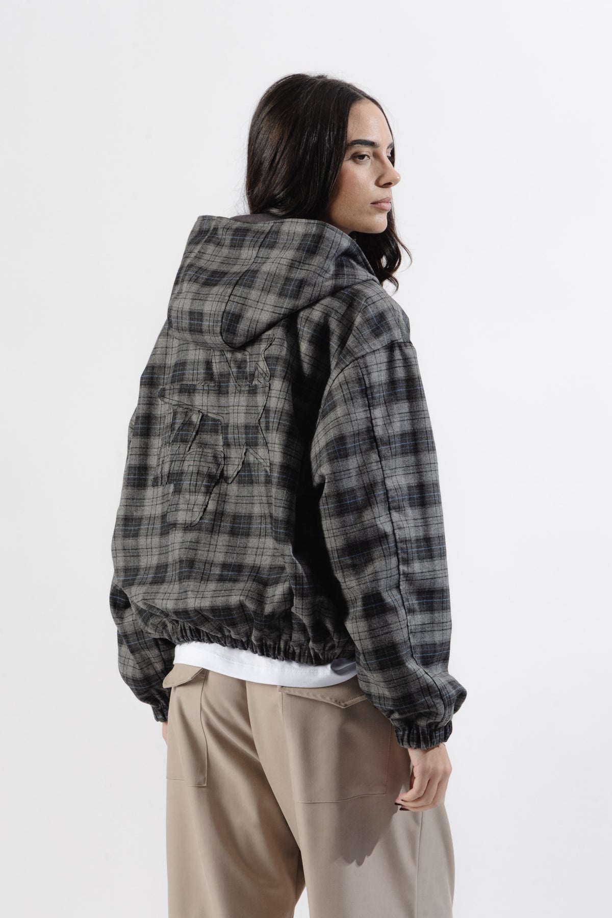 Charcoal / Grey Tartan Reversible Zip Hoodie