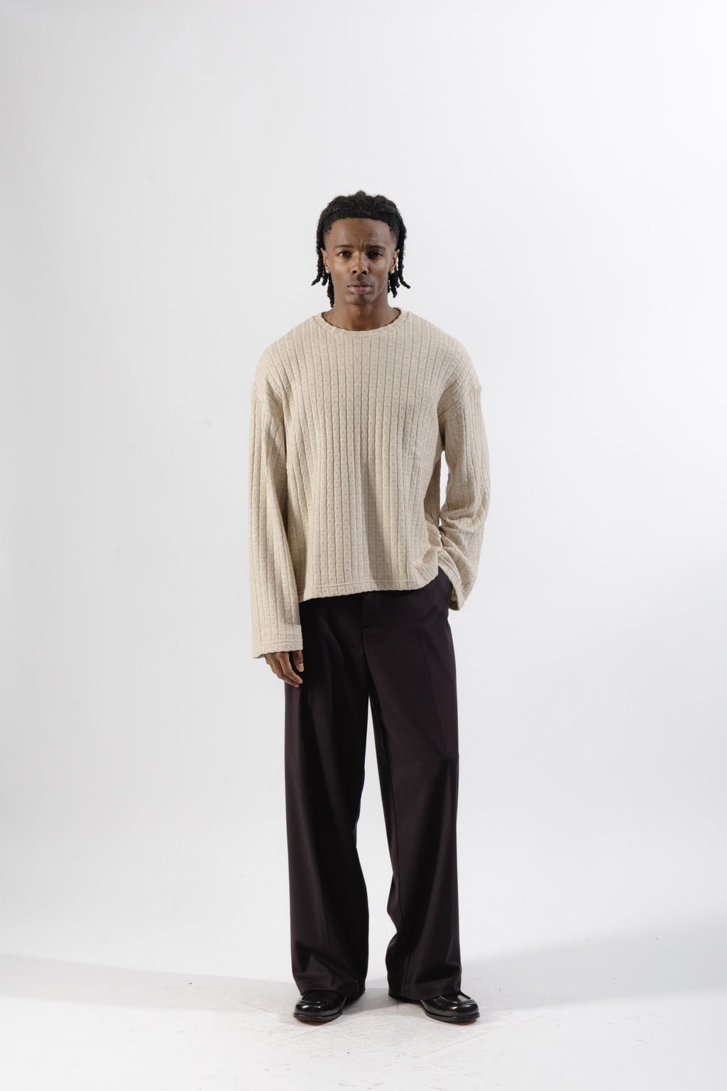 Beige Textured Longsleeve