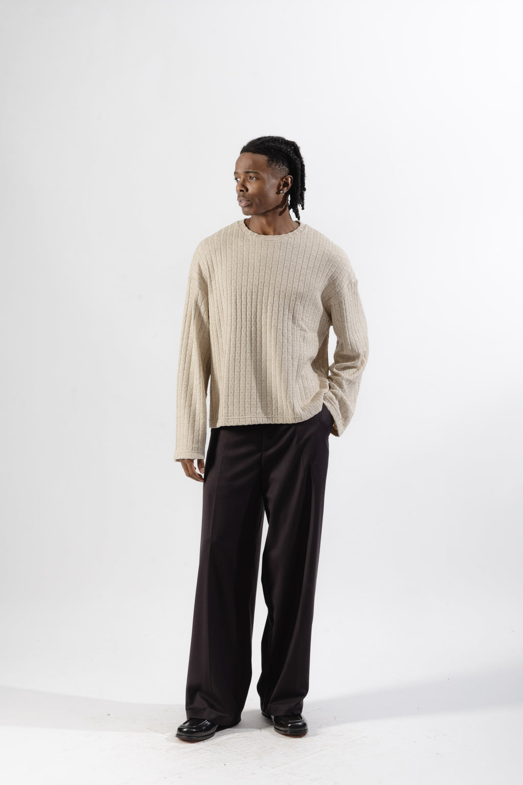 Beige Textured Longsleeve