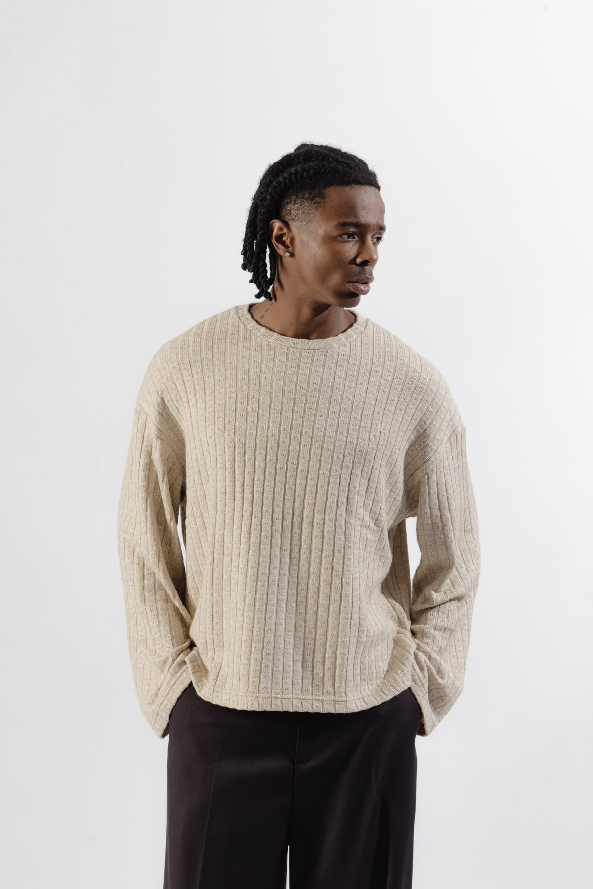Beige Textured Longsleeve