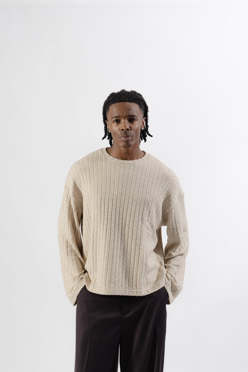 Beige Textured Longsleeve