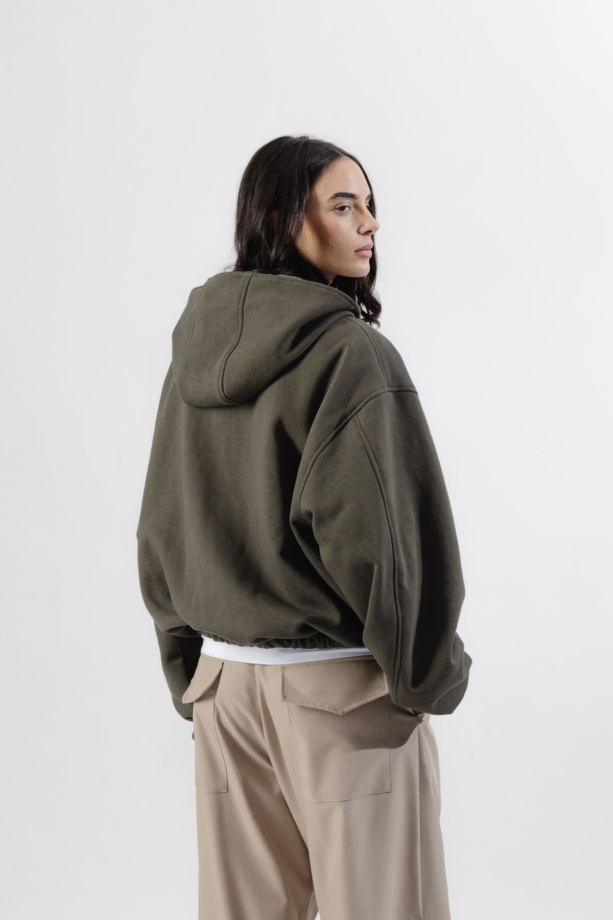 Green / Beige Tartan Reversible Zip Hoodie