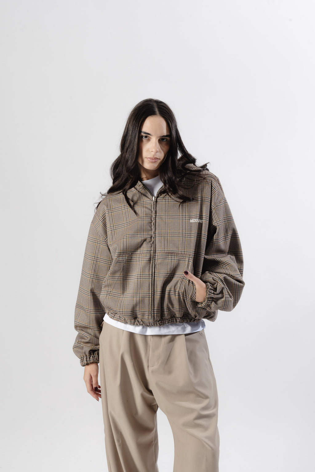 Green / Beige Tartan Reversible Zip Hoodie