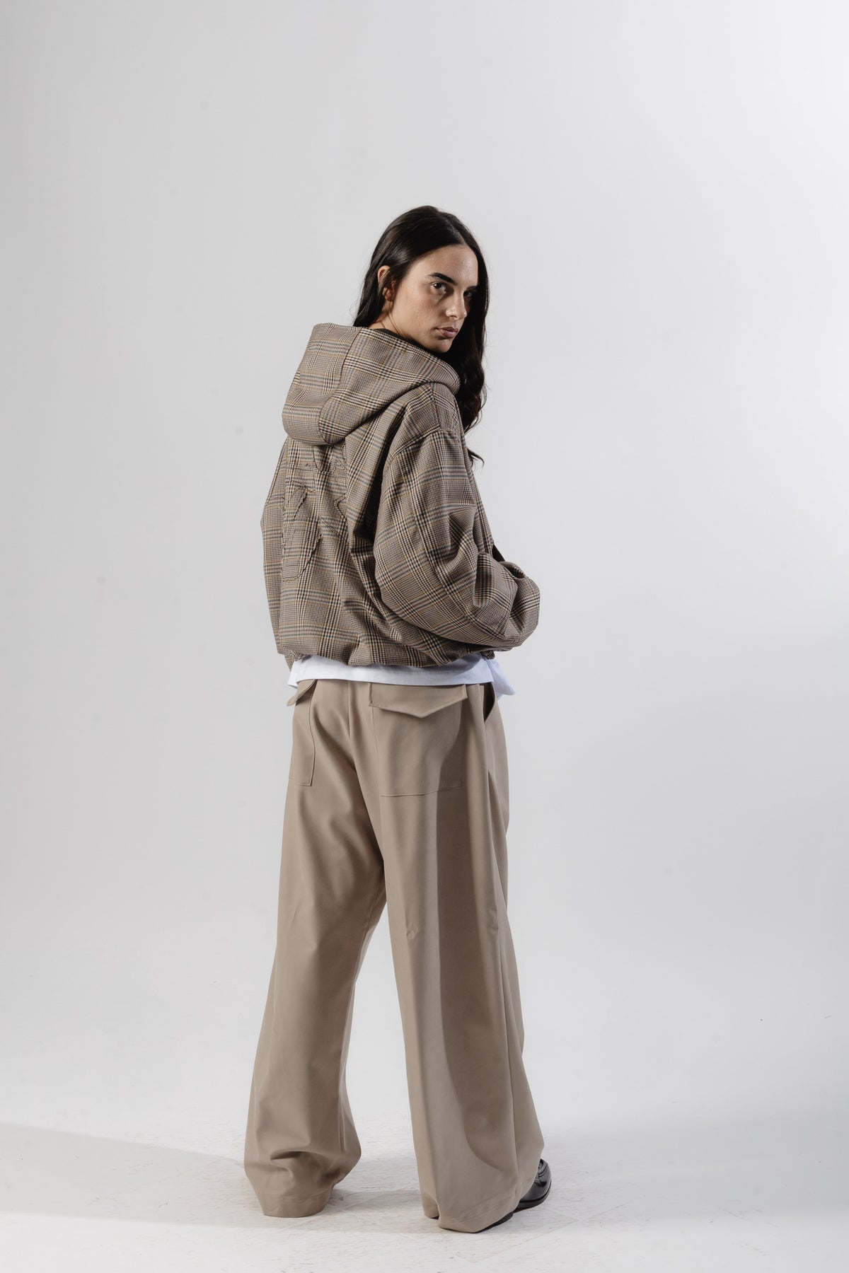 Green / Beige Tartan Reversible Zip Hoodie