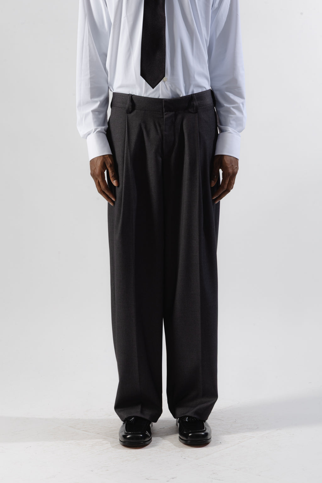 Grey Loose-Fit Tailored Trousers