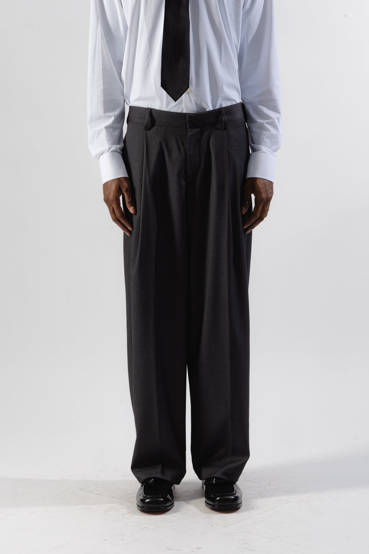 Grey Loose-Fit Tailored Trousers