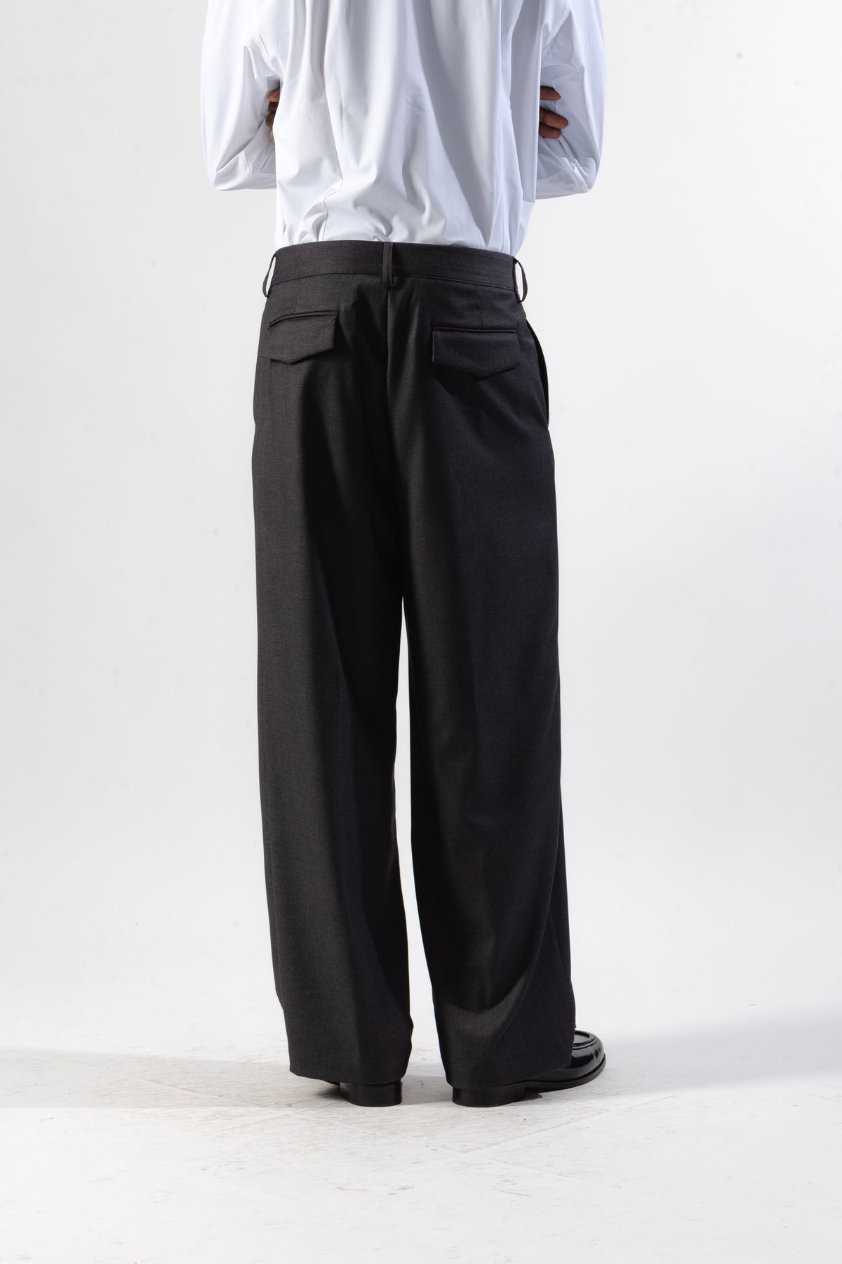 Grey Loose-Fit Tailored Trousers