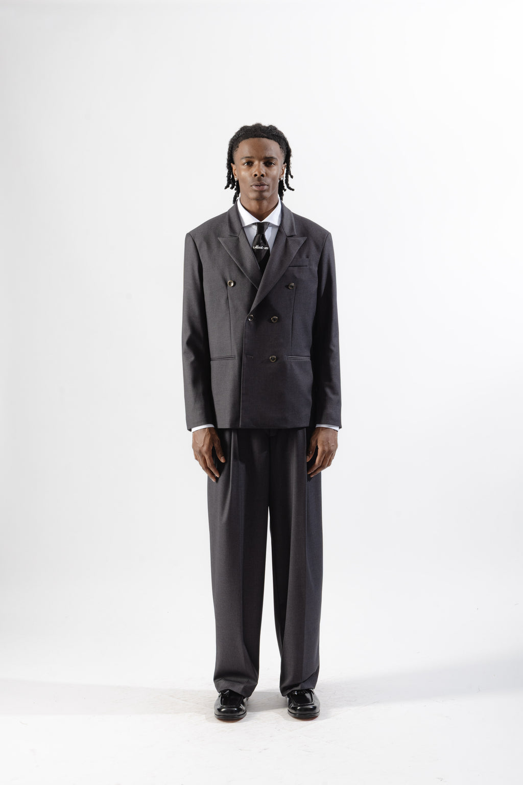 Grey Loose-Fit Tailored Trousers