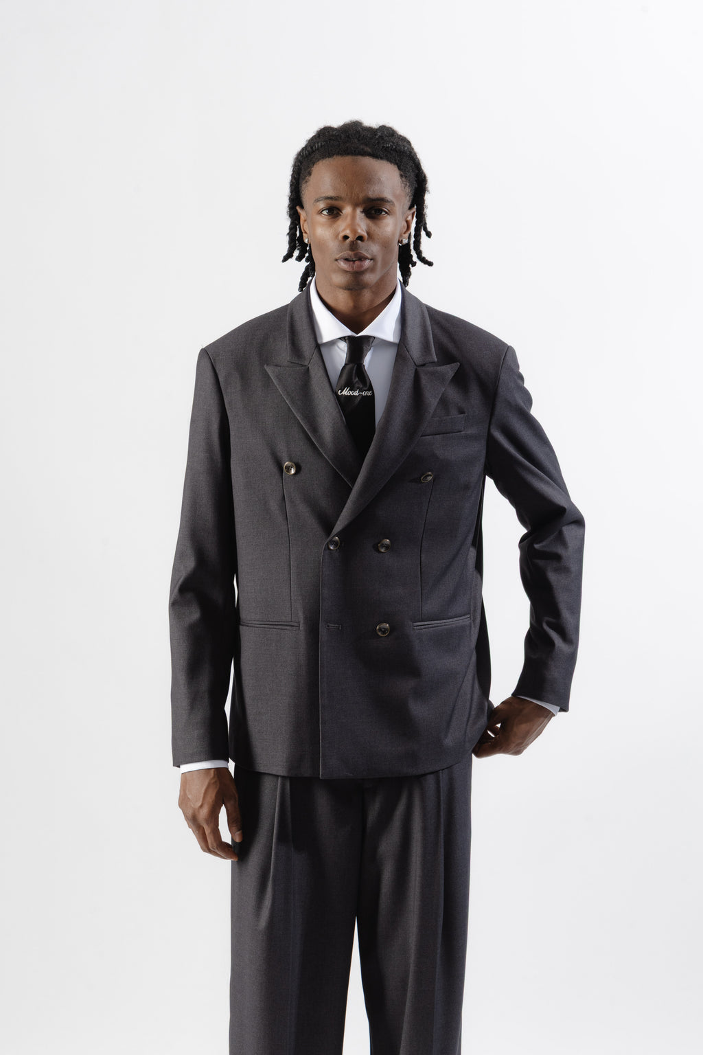 Grey Double-Breasted Blazer