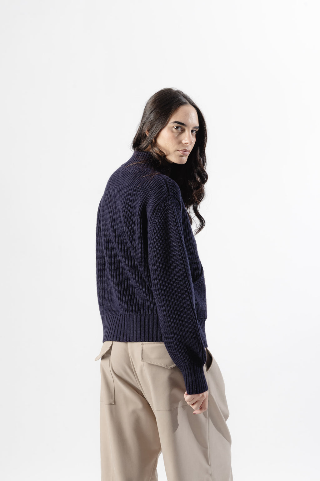 Blue Quarter-Zip Knit Sweater