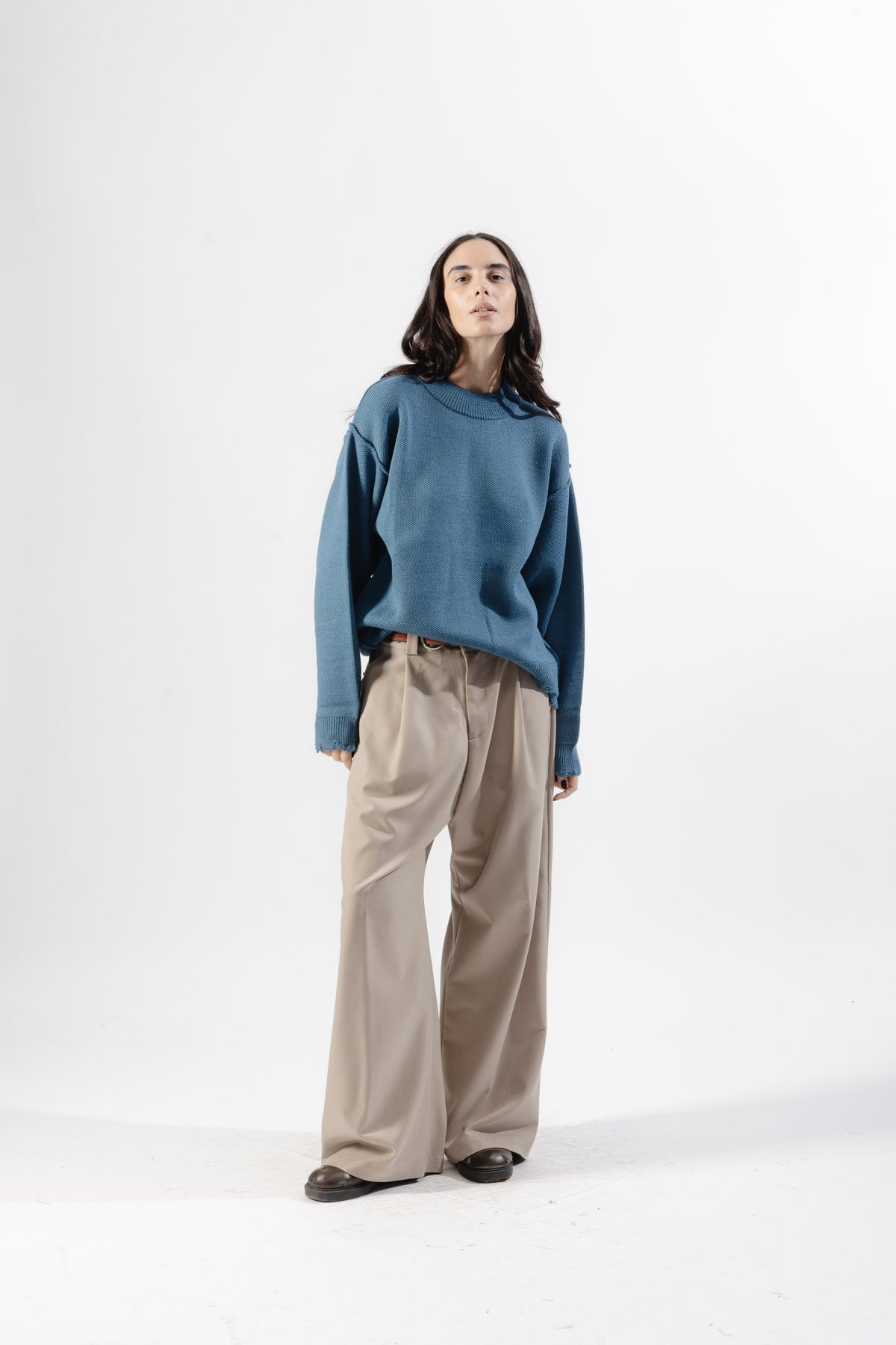 Sky Blue Distressed Knit Sweater