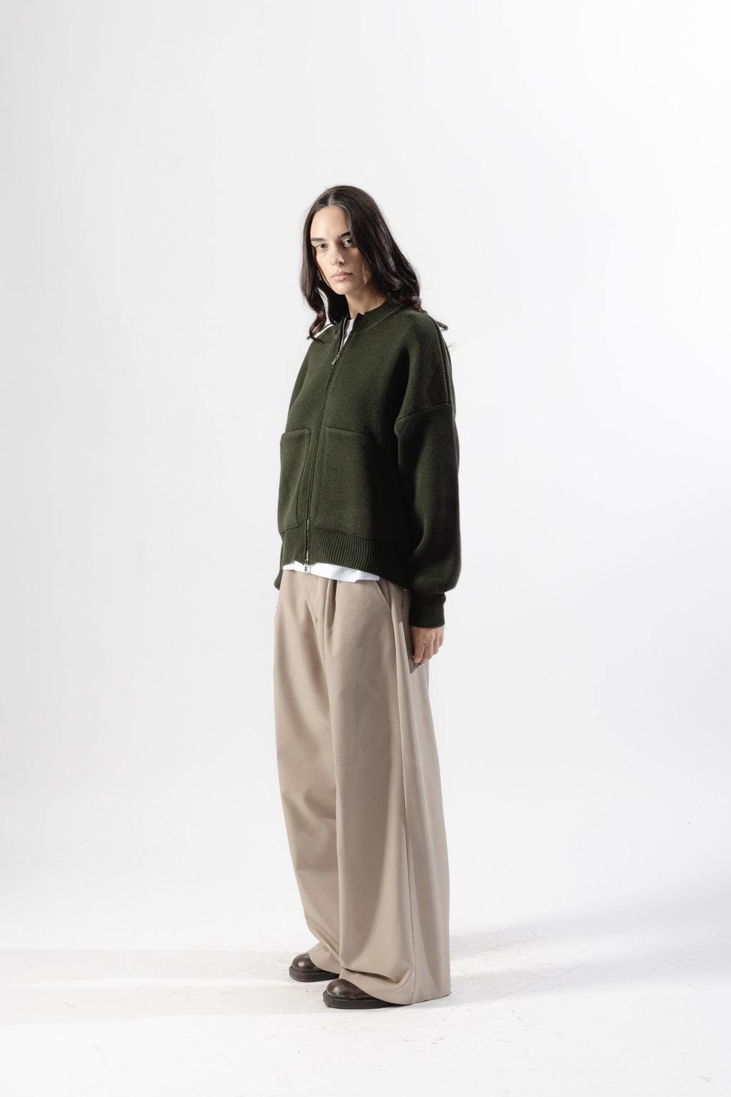 Green Oversized Knit Bomber