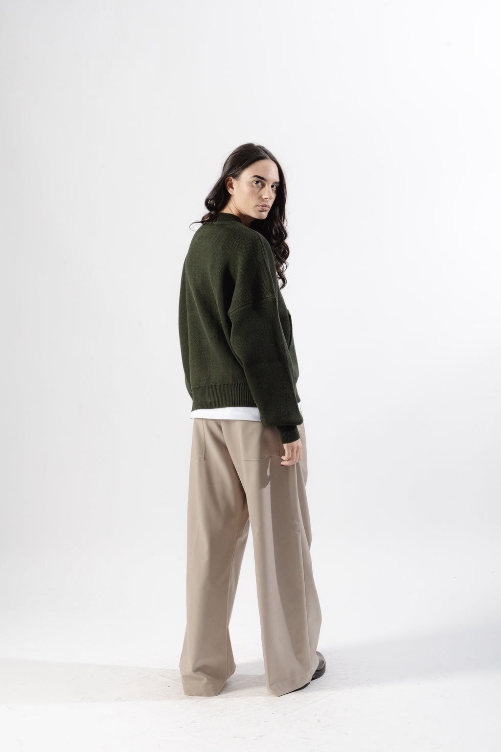Green Oversized Knit Bomber