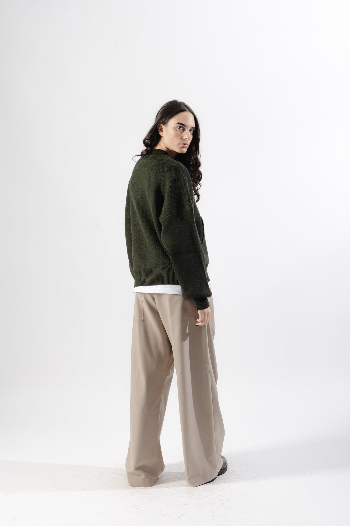 Green Oversized Knit Bomber